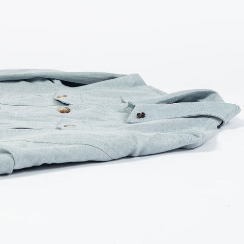 Gran Sasso Light Blue Herringbone Sahariana Jacket - Cotton, Linen, Regular Fit, Made In Italy - View 8