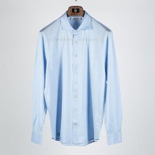 Gran Sasso Light Blue Cotton Jersey Button Up Shirt - Cotton, Silk, Jersey, Knit, Made In Italy