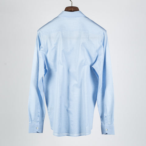 Gran Sasso Light Blue Cotton Jersey Button Up Shirt - Cotton, Silk, Jersey, Knit, Made In Italy - View 5