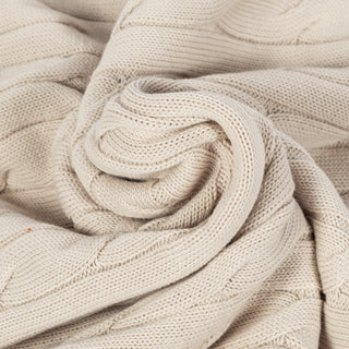 Gran Sasso Tan Ribbed & Cabled crewneck Sweater - Cotton, Denim, Italian, Regular Fit, Knit, Made In Italy - Alternate View