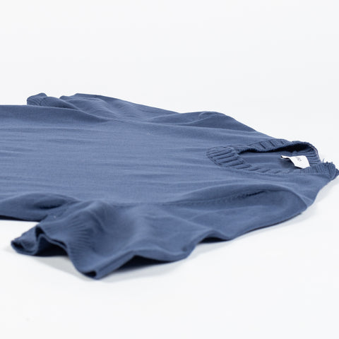 Gran Sasso Blue 2-ply Cotton Crewneck Knit T-shirt - Cotton, Italian, Regular Fit, Made In Italy - View 7