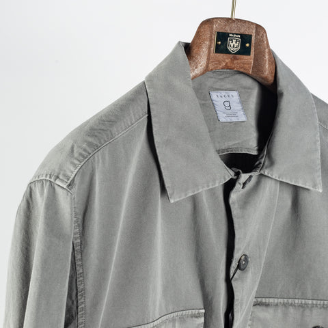 Xacus Graphite Dyed Shacket - Grey, Cotton - Detail View
