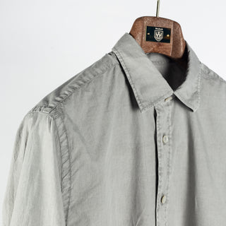 Xacus Graphite Dyed Button Up Shirt - Grey, Cotton - Detail View