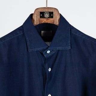 Xacus Dark Blue Muslin Washed Shirt - Cotton, Silk - View 7