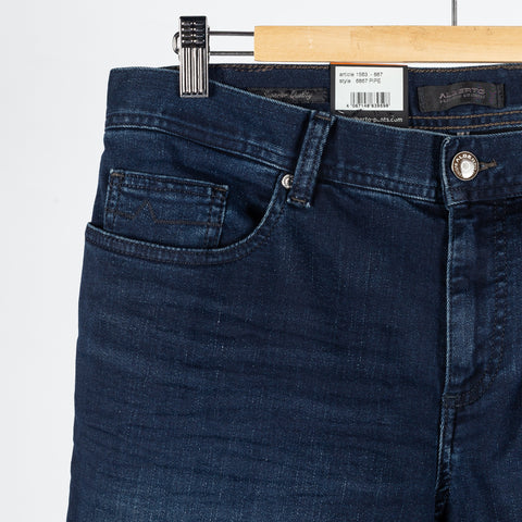 Alberto Navy Pipe 1563 Pipe Denim - Cotton, Denim, Polyester - View 6