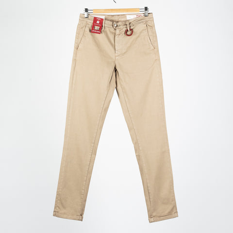 Tramarossa Tan Super Stretch Luis Chinos - Cotton, Suede, Polyester, Regular Fit, Matte, Made In Italy