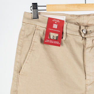 Tramarossa Tan Super Stretch Luis Chinos - Cotton, Suede, Polyester, Regular Fit, Matte, Made In Italy - Detail View