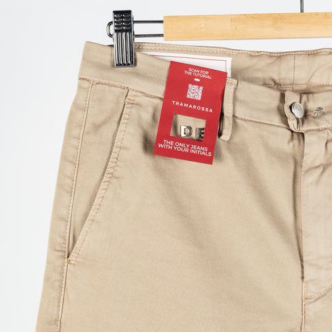 Tramarossa Tan Super Stretch Luis Chinos - Cotton, Suede, Polyester, Regular Fit, Matte, Made In Italy - Detail View