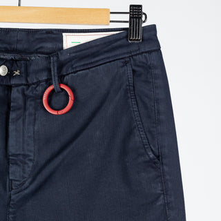 Tramarossa Navy Super Stretch Luis Chinos - Cotton, Suede, Polyester, Regular Fit, Matte, Made In Italy - Back View