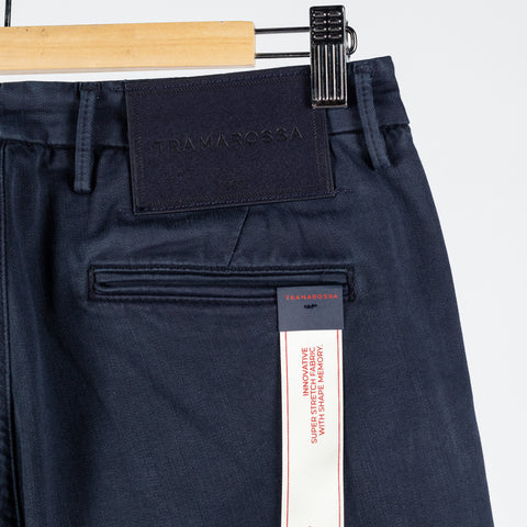 Tramarossa Navy Super Stretch Luis Chinos - Cotton, Suede, Polyester, Regular Fit, Matte, Made In Italy - View 7