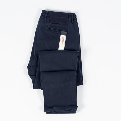 Tramarossa Navy Super Stretch Luis Chinos - Cotton, Suede, Polyester, Regular Fit, Matte, Made In Italy - View 8