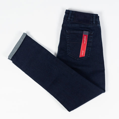 Tramarossa Blue Raw R-Elax Michelangelo Stretch Denim - Cotton, Denim, Suede, Slim Fit, Matte, Made In Italy - View 9