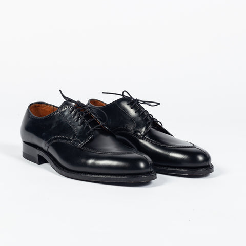 Alden 87150 Black Shell Cordovan V-Tip Blucher - Wool, Denim, Leather - Detail View