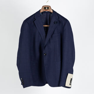 Joop Navy Herringbone Hoverest Blazer - Wool, Linen, Denim, Slim Fit