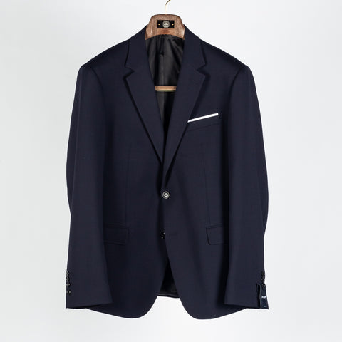 Joop Navy Herby-Blayr Travel Suit - Wool, Polyester, Stretch, Slim Fit