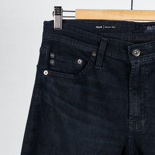 AG Tellis Tamarack Comfort Stretch Denim - Blue, Cotton, Denim, Polyester, Slim Fit, Knit - Detail View