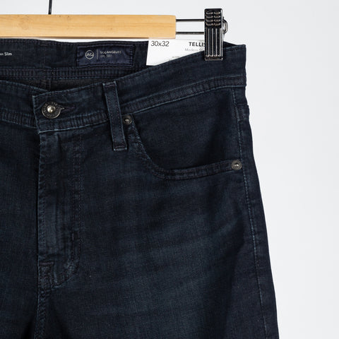 AG Tellis Tamarack Comfort Stretch Denim - Blue, Cotton, Denim, Polyester, Slim Fit, Knit - Back View