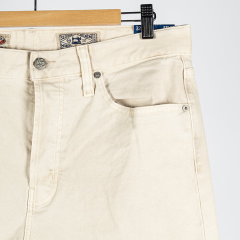 Felix Sulfur Sienna Sand Vintage Straight Selvage Denim - Black, Cotton, Denim, Stretch, Straight Fit - Back View