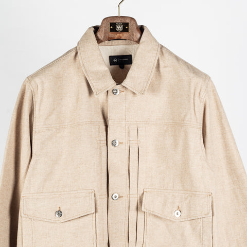 AG Melange Camel Sid Trucker Jacket - Tan, Cotton, Twill, Suede, Knit - View 6