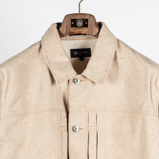 AG Melange Camel Sid Trucker Jacket - Tan, Cotton, Twill, Suede, Knit - View 7