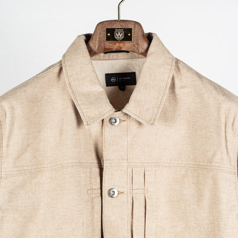 AG Melange Camel Sid Trucker Jacket - Tan, Cotton, Twill, Suede, Knit - View 7