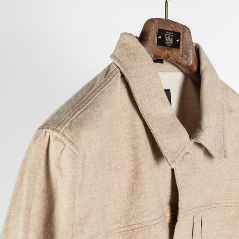 AG Melange Camel Sid Trucker Jacket - Tan, Cotton, Twill, Suede, Knit - Detail View
