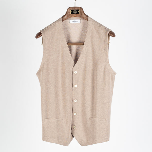 Tan Cotton 5 Button Vest