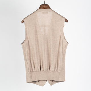 Gran Sasso Tan Cotton 5 Button Vest - White, Cotton, Made In Italy - Back View