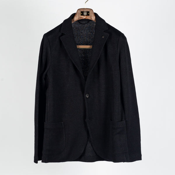 Black Ribbed Knit Blazer