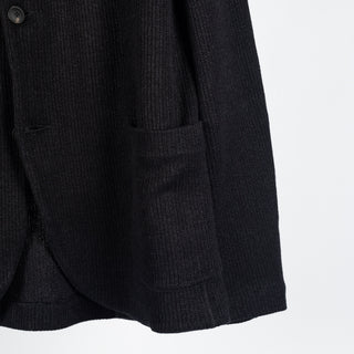 Gran Sasso Black Ribbed Knit Blazer - Cotton, Linen, Made In Italy - Back View