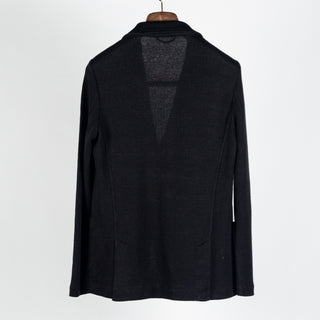 Gran Sasso Black Ribbed Knit Blazer - Cotton, Linen, Made In Italy - View 5