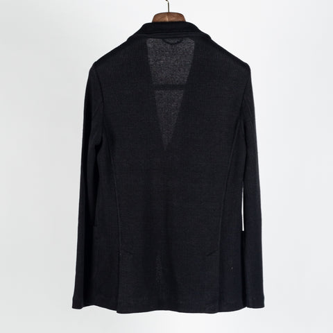 Gran Sasso Black Ribbed Knit Blazer - Cotton, Linen, Made In Italy - View 5