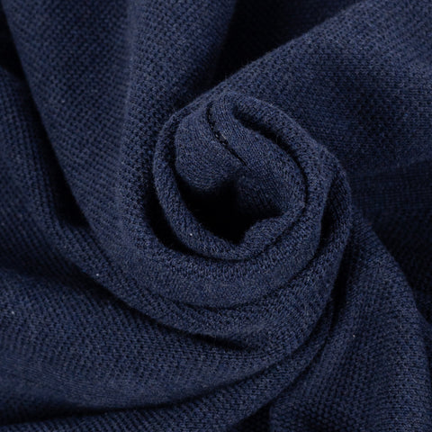Gran Sasso Navy Cotton Micro-Pique Zip Sweater - Cotton, Regular Fit, Knit, Made In Italy - Alternate View