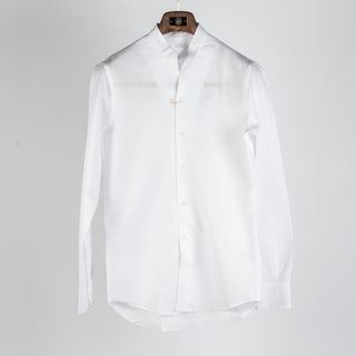 Fradi White Mandarin Collar Cotton-Linen Shirt - Cotton, Linen, Denim, Regular Fit, Solid, Made In Italy