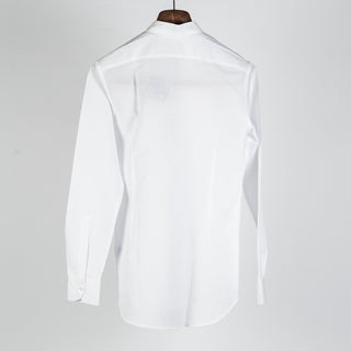 Fradi White Mandarin Collar Cotton-Linen Shirt - Cotton, Linen, Denim, Regular Fit, Solid, Made In Italy - View 5