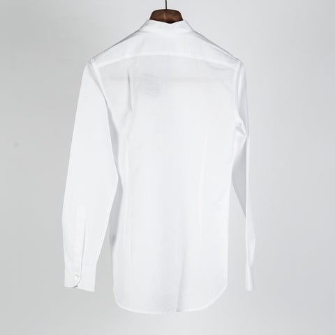 Fradi White Mandarin Collar Cotton-Linen Shirt - Cotton, Linen, Denim, Regular Fit, Solid, Made In Italy - View 5