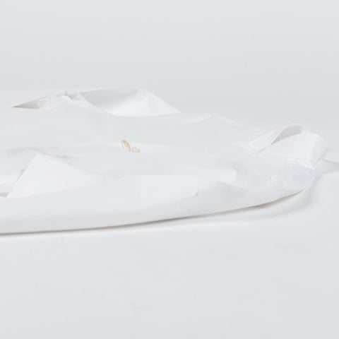 Fradi White Mandarin Collar Cotton-Linen Shirt - Cotton, Linen, Denim, Regular Fit, Solid, Made In Italy - View 8