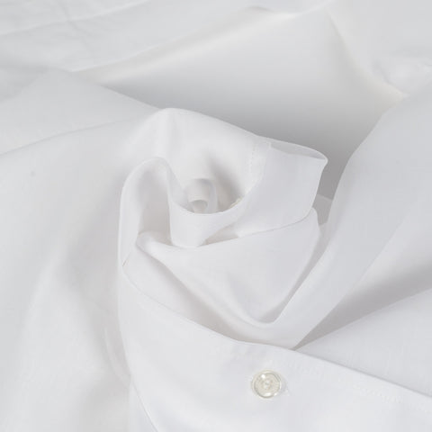 Fradi White Mandarin Collar Cotton-Linen Shirt - Cotton, Linen, Denim, Regular Fit, Solid, Made In Italy - Alternate View