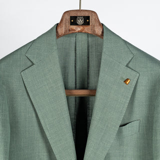 Latorre Sage Wool Silk Summer Blazer - Tan, Wool, Linen, Silk, Woven, Made In Italy - View 7