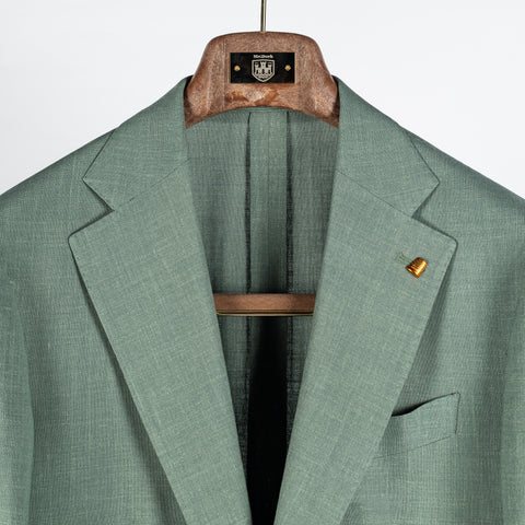 Latorre Sage Wool Silk Summer Blazer - Tan, Wool, Linen, Silk, Woven, Made In Italy - View 7
