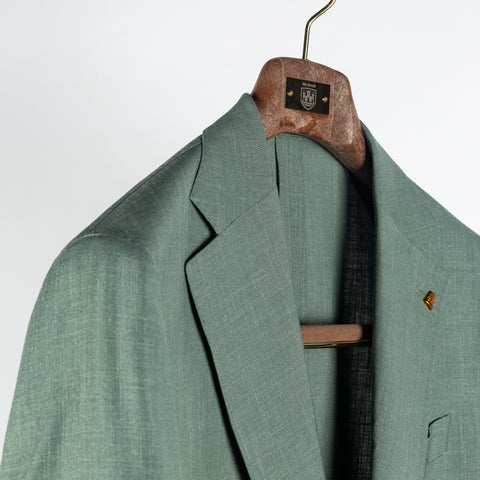 Latorre Sage Wool Silk Summer Blazer - Tan, Wool, Linen, Silk, Woven, Made In Italy - Detail View