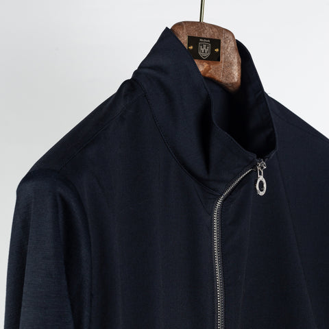 Blue Industry Navy Tivoli Stretch Zip Overshirt - Jersey, Polyester, Viscose, Regular Fit, Solid - Detail View