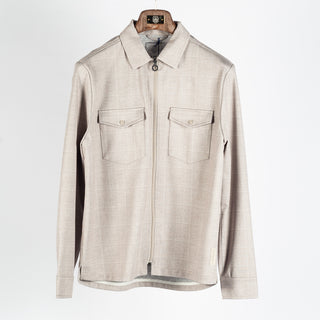 Blue Industry Tan Pisas Checked Zip Overshirt - Navy, Denim, Jersey, Polyester, Regular Fit
