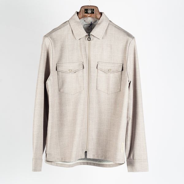 Tan Pisas Checked Zip Overshirt