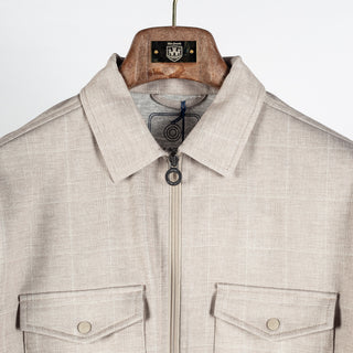 Blue Industry Tan Pisas Checked Zip Overshirt - Navy, Denim, Jersey, Polyester, Regular Fit - View 7