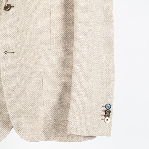 Blue Industry Textured Tan Sport Jacket - Cotton, Denim, Lyocell, Slim Fit, Solid - Back View