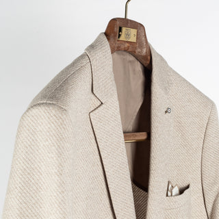 Blue Industry Textured Tan Sport Jacket - Cotton, Denim, Lyocell, Slim Fit, Solid - Detail View