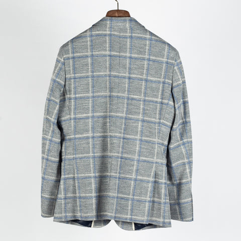 Blue Industry Textured Grey Windowpane Blazer - White, Cotton, Denim, Polyester, Slim Fit - View 5