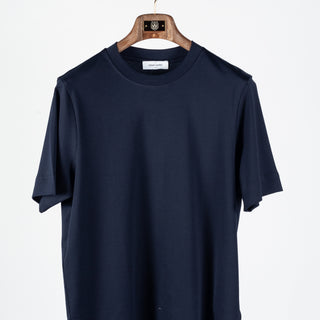 Gran Sasso Navy Interlock Pima Cotton T-Shirt - Cotton, Denim, Jersey, Regular Fit, Knit, Made In Italy - View 5