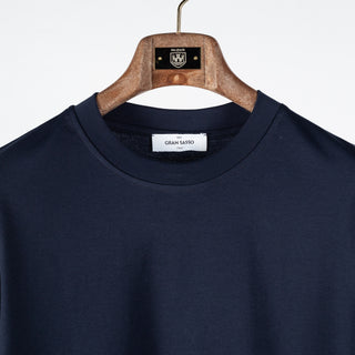 Gran Sasso Navy Interlock Pima Cotton T-Shirt - Cotton, Denim, Jersey, Regular Fit, Knit, Made In Italy - View 6